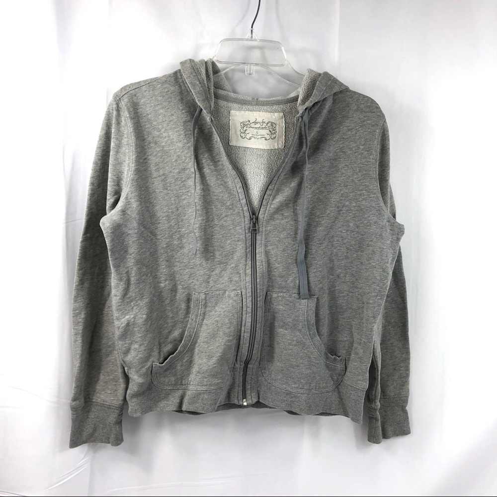 Cheetah Gray Boxy Cut Hooded Sweat Shirt Size L